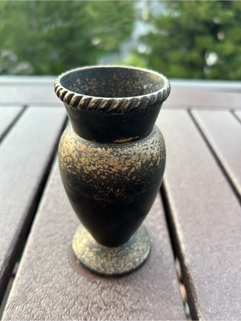 Pottery Barn Antiqued Black/Gold
Weighted Bud Vase